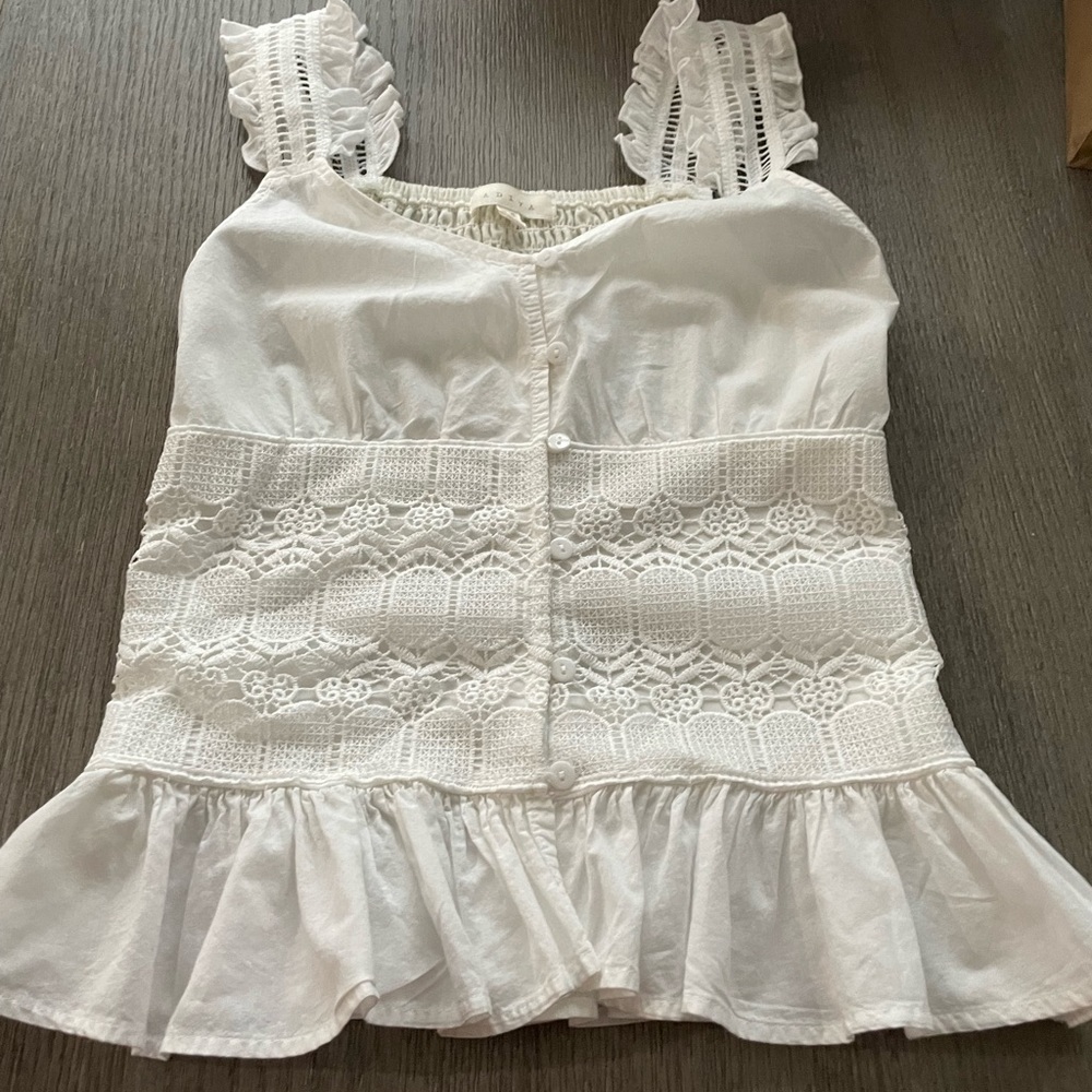 Adiva Women’s Boho Button Front  Top 🌸 XS 🌸 White 🌸